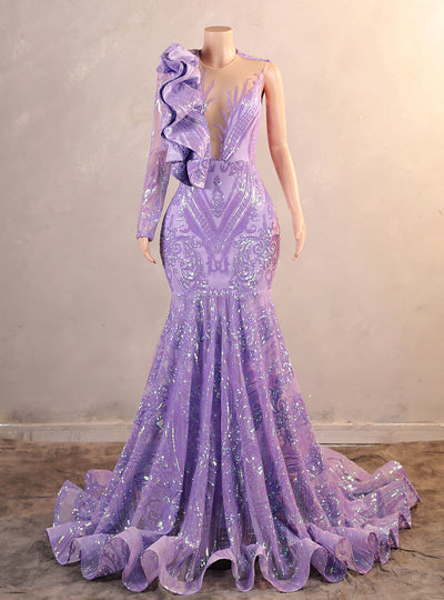 Mermaid Sequins One Shoulder Prom Dress