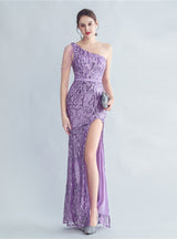 One Shoulder Sequins Party Dress