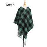 Thick Tassels Padded Plaid Shawl Cloak