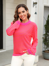 Striped Contrast Long Sleeve Sweater