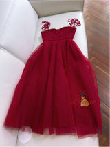Sling Beaded Cherry Gauze Dress