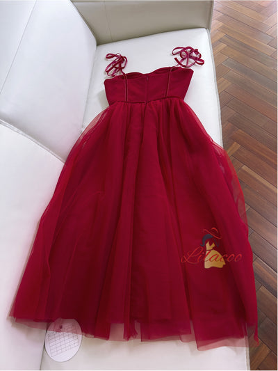 Sling Beaded Cherry Gauze Dress