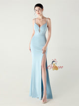 Mermaid Spaghetti Straps Split Prom Dress