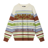 Striped Round Neck Loose Long-sleeved Sweater