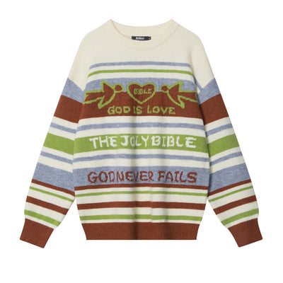 Striped Round Neck Loose Long-sleeved Sweater