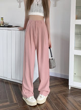 Elastic Waist Straight High Waist Loose Pants