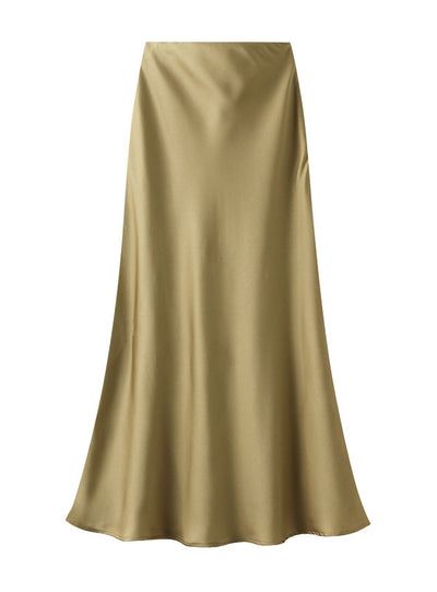 Acetic Satin Long Slim Skinny Skirt