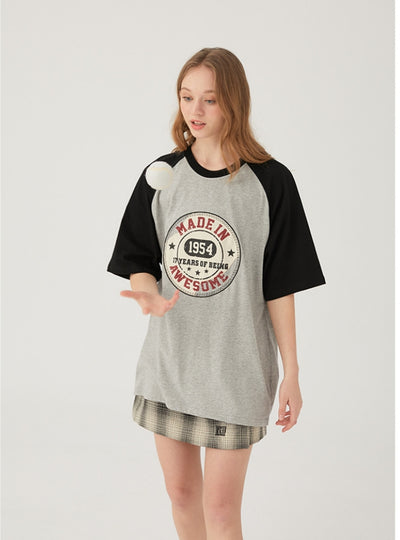 Contrast Loose Short Sleeve T-shirt