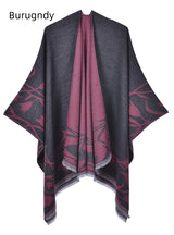 Retro Double-sided Split Shawl Fringed Cloak