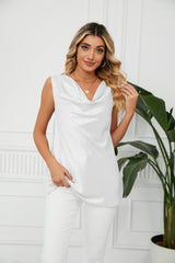 Solid Color Pile Collar Sleeveless Vest Top