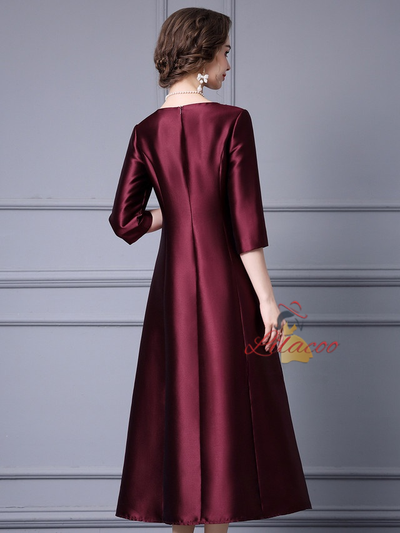 Red Satin V-neck Beading Mother Of The Bride Dress