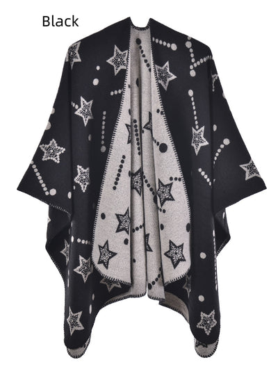 Knitted Split Shawl Double-sided Warm Cloak