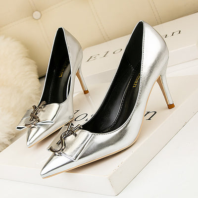 Pointed Shallow Mouth Thin Heels Shoes