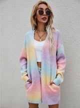 Rainbow Tie-dyed Long Sweater Coat