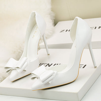 Shallow-mouth Pointed Bow High-heeled Shoes