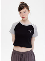 Waffle Color Matching Short Sleeve T-shirt