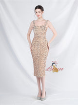 Mermaid Sequins Straps Beading Prom Dress