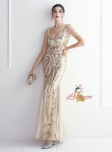 Sequins Mermaid Straps Beading Prom Dress