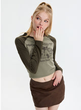 Long Sleeve Retro Contrast T-Shirt