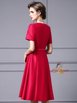 Pink Satin Short Sleeve Mother Of The Bride Dress