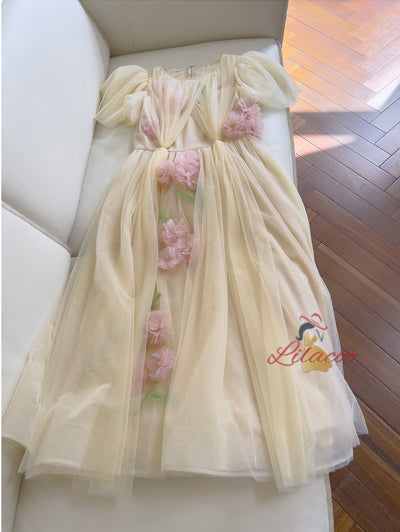 Fashion Round Neck Gauze Pleats Dress