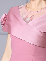 Burgundy Beading Flower Mother Of The Bride Dress