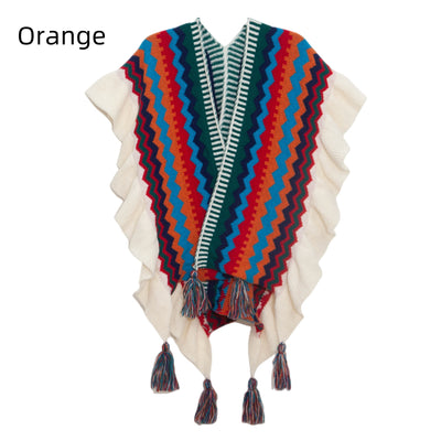 National Wind Ruffled Knitted Shawl
