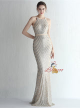 Halter Mermaid Sequins Prom Dress
