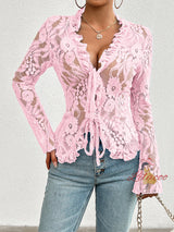 Sexy Slim Long Sleeve Lace Top