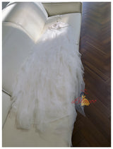 White Tulle Halter Backless Beading Prom Dress