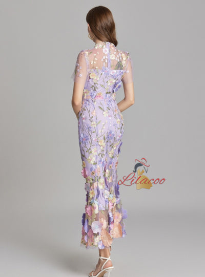 Heavy Industry Flower Gauze Embroidery Dress