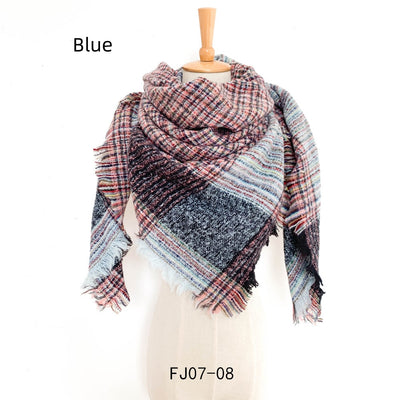 Fine Plaid Thick Fringed Scarf Shawl