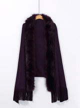 Large Size Fur Collar Fringed Cardigan Shawl Coat