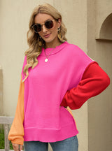 Spliced Knitted Turtleneck Sweater