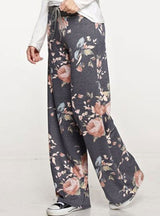 Loose Lace-up Printed Trousers Pant