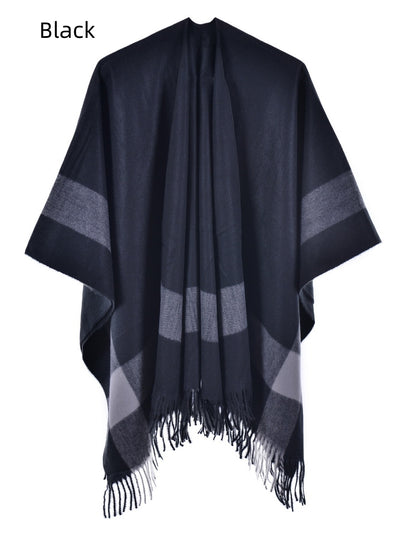 Knitted Double-sided Plaid Cashmere Shawl