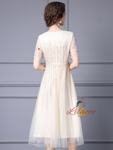 Champagne Sequins Flower Mother Of The Bride Dress