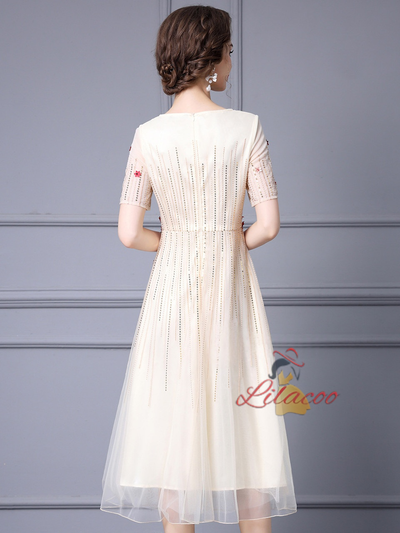 Champagne Sequins Flower Mother Of The Bride Dress