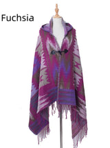 Bohemian National Wind Horn Buckle Hooded Shawl