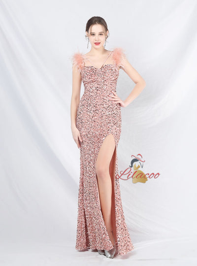 Mermaid Sequins Straps Prom Dress