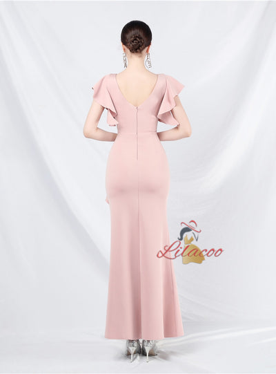 Mermaid Scoop Neck Split Prom Dress