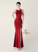 Mermaid Halter Split Beading Prom Dress