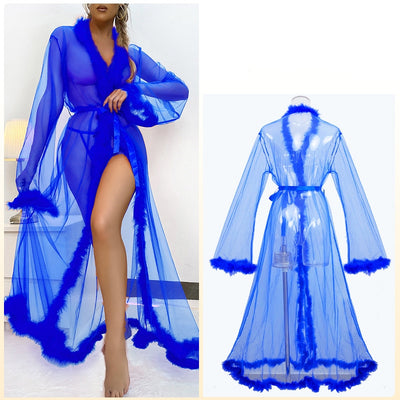 Gauze Long Robe Perspective Pajamas
