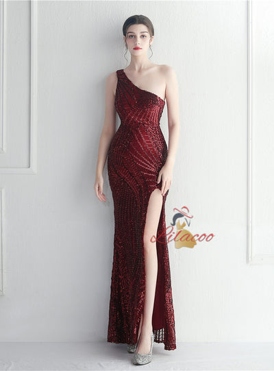 Mermaid Sequins Split Prom Dress