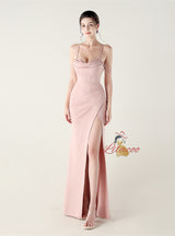 Mermaid Spaghetti Straps Pleats Prom Dress