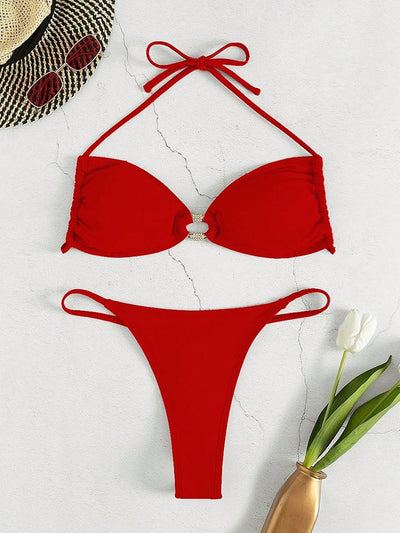 Strap Backless Sexy Diamond Beach Bikini