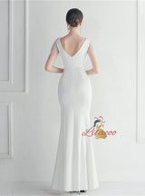 V-neck Mermaid Split Beading Prom Dress