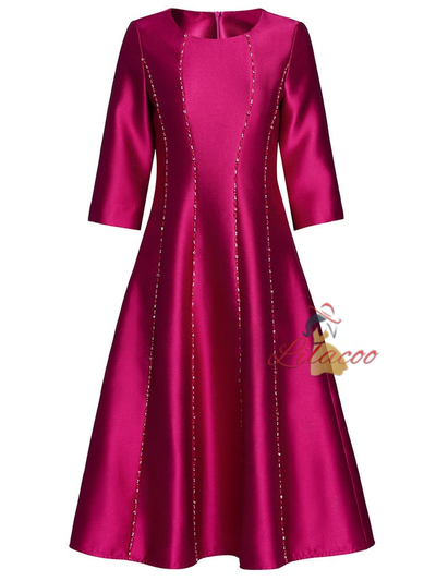 Fuchsia Satin Beading Mother Of The Bride Dress