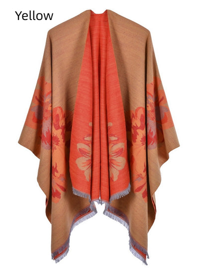 Jacquard Split Padded Warm Split Shawl