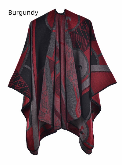 Thickened Cashmere Split Cloak Shawl